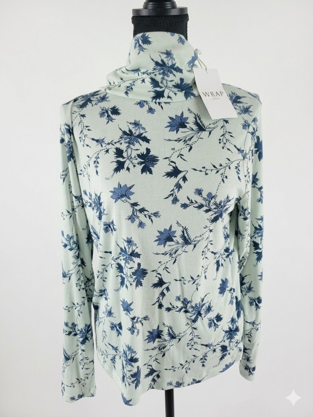 Wrap London Turtleneck with Navy Floral Print